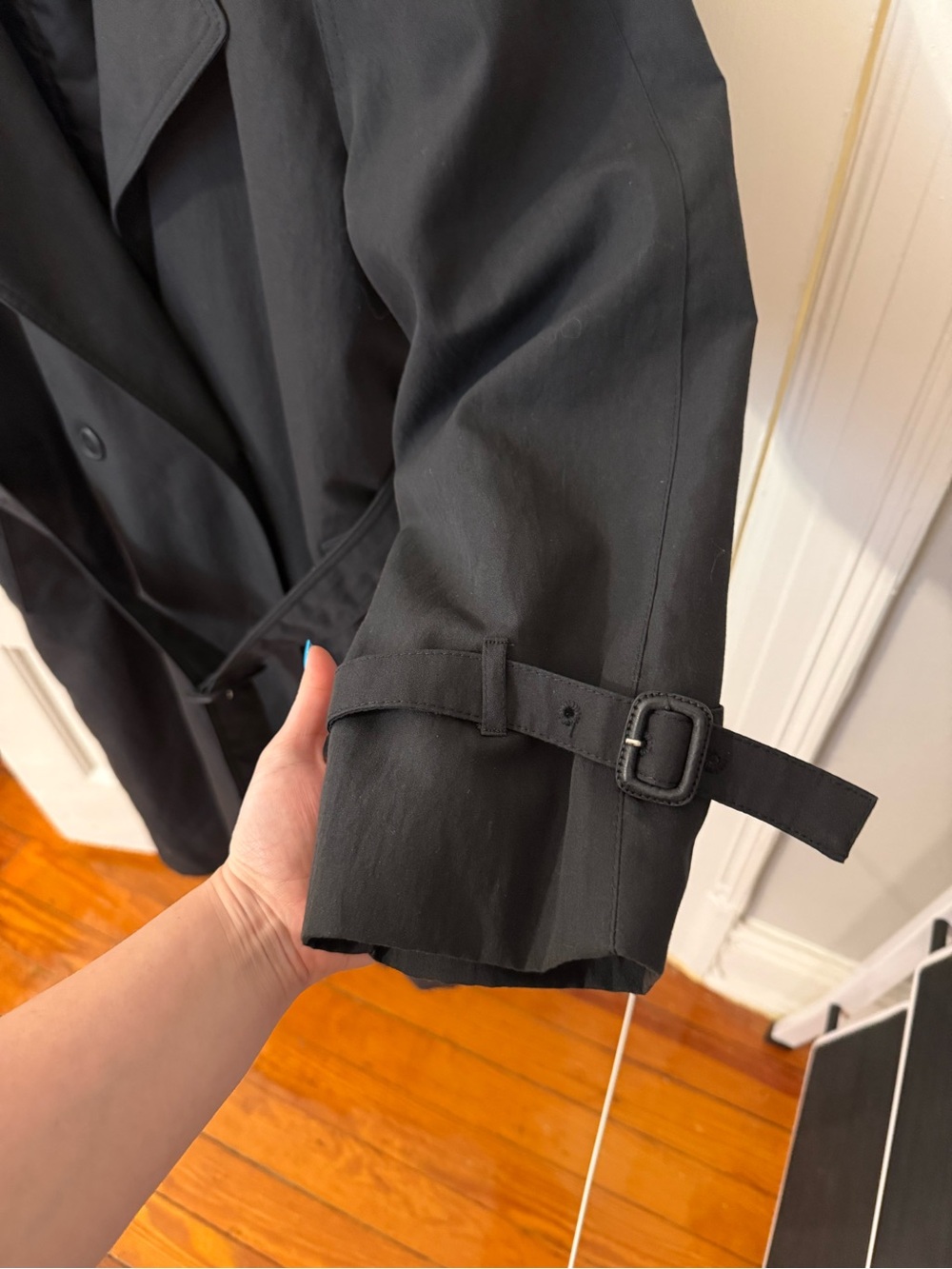 Vtg London Fog Black Trench Coat - Picture 6 of 11